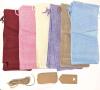 18 New 6" &times; 13.25" Dyed Jute Burlap Gift Bags With Craft Paper Tags & Twine