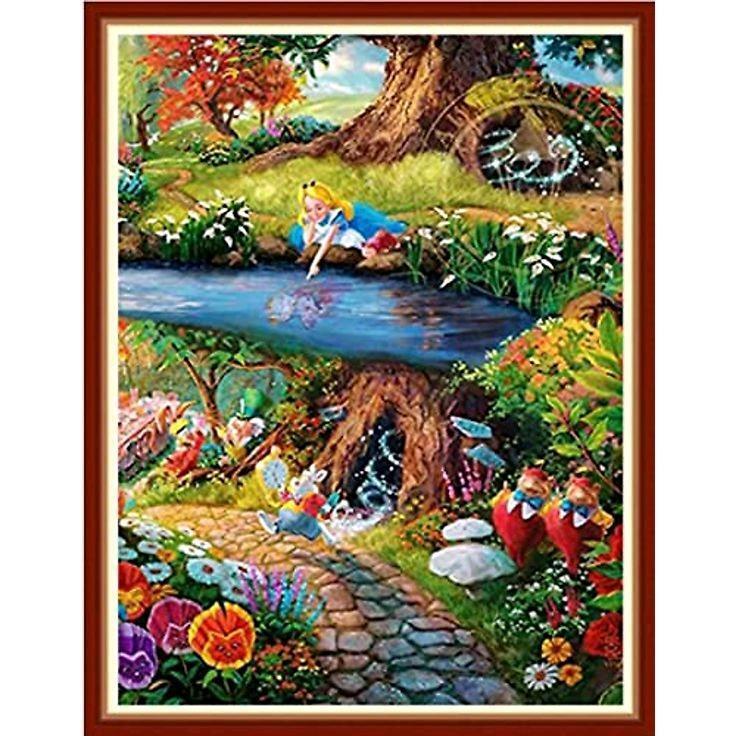New 15.75" &times; 19.7" ALICE IN WONDERLAND Cross Stitch Kit, 11CT 3 Strands