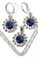 Gorgeous New Sterling Silver Stamped S925 Pendant on 18" Long Chain & Matching Pierced Earrings 1.1" Long