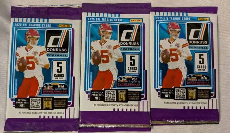 3 New Panini Don Russ 2025 NFL Trading Card Packs