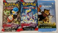 New Trading Card Game Lot. 2 Packs of Pokemon Scarlet & Violet and 1 pack of Magic the Gathering Bloomburrow