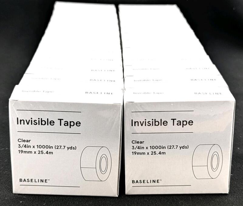 24 New Rolls BASELINE Invisible Tape BL58408 Measures .75"&times;1000" per roll (19mm&times;25.4m), $82 Retail Value