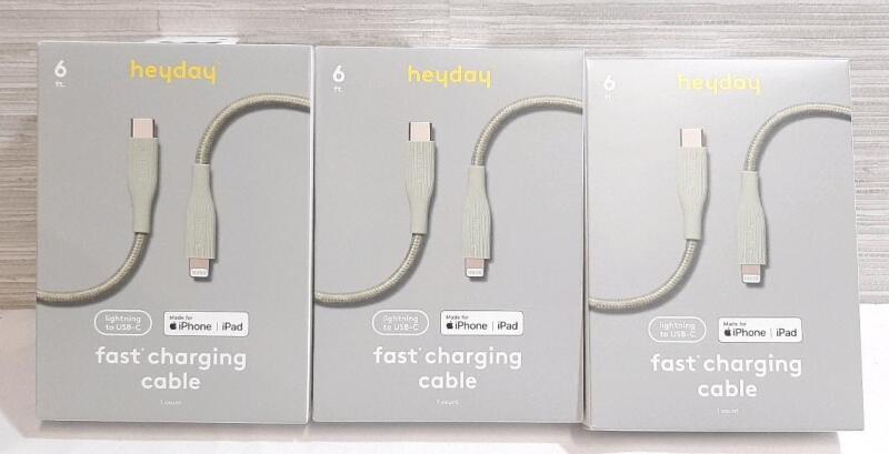 3 New Heyday Lightning to USB-C Fast Charging Cables