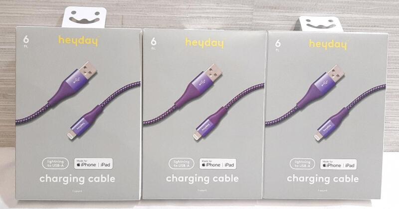3 New Heyday Lightning to USB-A 6ft Charging Cables