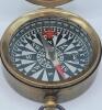 New Antique Finish Brass Pocket Watch Style Compass w/Chain . Compass measures 1 &sup1;&sup3;/&sup1;⁶" diameter - 2