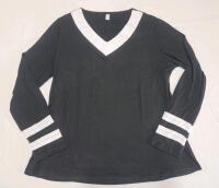 New Women's Sz. Large V-Neck Long-Sleeve Top , Black & White
