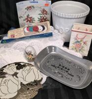 Vintage & Modern Home Decor - Paper Doilies, Metal Trivet ++