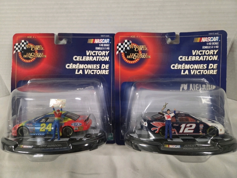 2 Vintage Diecast Cars | Winners Circle Victory Celebration Jeff Gordon & Jeremy Mayfield | Ea. Box Measures 8" x 8"