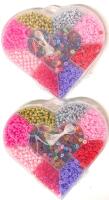 2 New Craft Beads Sets. 1700 Beads Each in Heart-Shaped Organizer