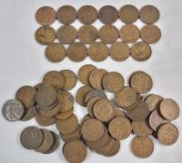 1937 - 1952 Canadian King George VI One Cent Pennies - Consecutive Years w/1947* & Fifty (50) Extra 1937-52 Pennies
