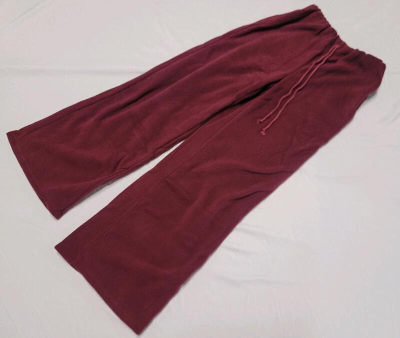 New Women's Sz. XS (2) Burgundy Fleece Wide-Bottom Straight Leg Sweat Pants