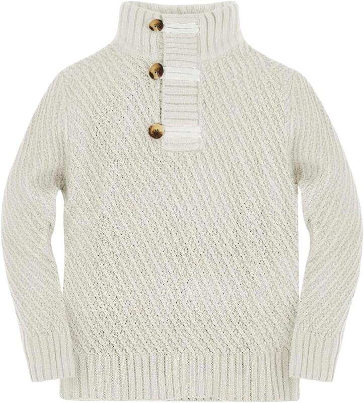 New Size 110 (9-10yr) Boys Bbalizko Cable Kit Cotton Blend Winter Button Mock Turtleneck Sweater