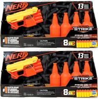 2 New NERF ALPHA STRIKE Fang QS-4 Targeting Set : Quad Shot Nerf Blaster + 8&times; Foam Nerf Darts + 4&times; Bottle Target Halves (Couples' Dart Duel for Valentine's Day?)