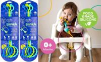 2 New 3-Pack M&Ouml;BI Liinklz Silicone Tethers for Car Seat & High Chair, Flexible, Soft Toy Straps for Baby, Easy Clean Toy Holder, Secure Stroller Straps for Infants 0+ Months, Cool Colors, 10" Long Each