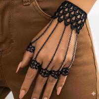 New Black Lace Hand Chain Bracelet, Gothic Finger Ring Hand Harness