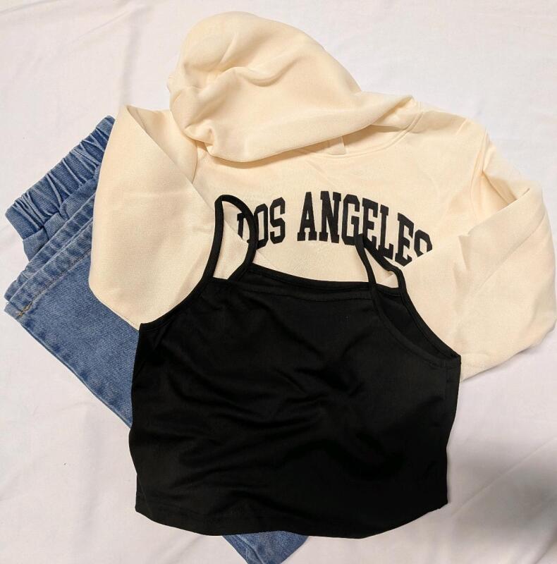 New Size 11y Kids 3 Piece Outfit. Crop Hoodie, Pants and Under Shirt