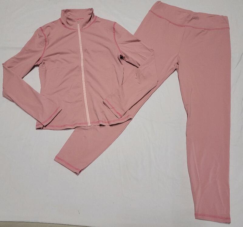New Women's Sz. Large (8/10) Pink Workout Tracksuit. Pants & Zip-Up Jacket