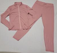 New Women's Sz. Large (8/10) Pink Workout Tracksuit. Pants & Zip-Up Jacket