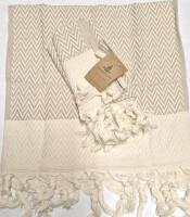 2 New Sea Me At Home 100% cotton Tasseled Kitchen Dish Towels 30" Long