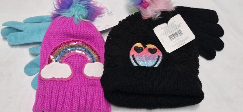 2 New Kid's Hat & Mini Mitt Sets