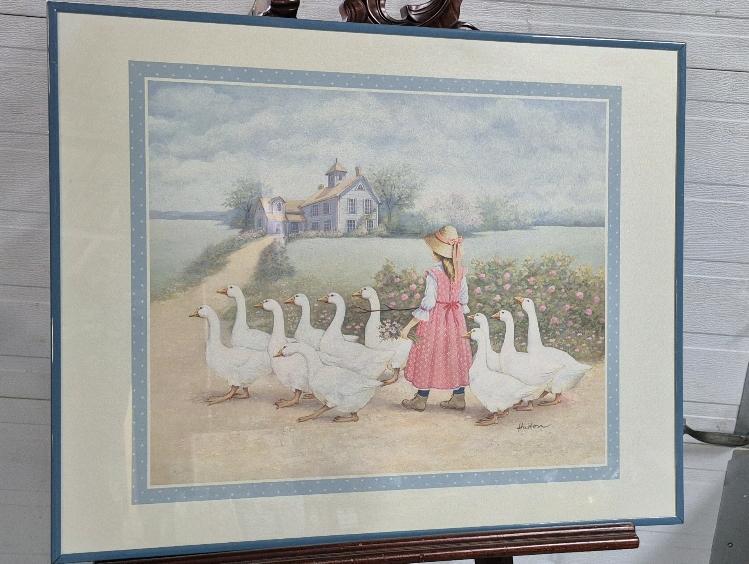 Vintage Framed Print - Signed Huiton 22 by 28"