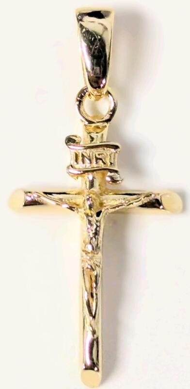 New Signed GLD Plated Stamped 925 Sterling Silver Crucifix, 1.6" Long
