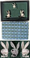 Vintage PLAYBOY BUNNY Tie Pin & Cufflinks Set With Original Branded Logo Box, Up To 1" Long