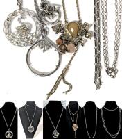 6 Vintage Chains & Statement Necklaces Up To 58" Long
