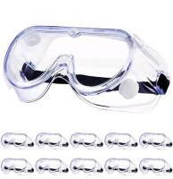 New 10-Pack SAFETY GOGGLES Non-Medical Anti-Fog Eye Protection From Impact, Chemicals & Dust, Model: SE-10, O/S, 7.3" &times; 2.5" &times; 3.4"