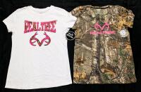 2 New Size MED Women's REALTREEE Fitted & Non-Fitted Cotton Blend T-Shirts