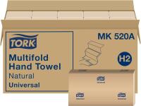 New Tork Multifold Hand Towel, Natural, 100% recycled, FSC certified, Compatible with H2 Dispensers, 16 packs x 250 sheets (MK520A)
