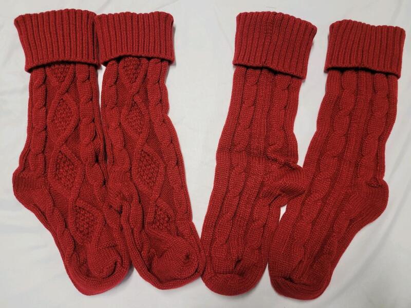 Two (2) Pairs New OS Cable Knit Slipper Socks