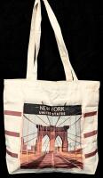 New Aesthetic Tote The New York Canvas Tote Bag With Zippered Tops & Extra Pocket, 15" &times; 3.85" &times; 12.5" High (Excluding Handles)