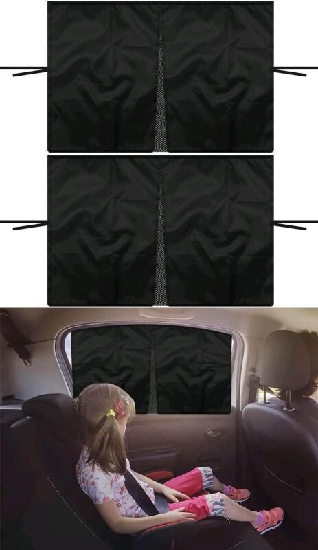 New Pair of Double Layer Magnetic Automobile Sunshades For : Sun Protection, Heat Insulation, Window, Double Opening, Perspective Mesh, And Light Blocking Curtains, 28" &times; 18" Each