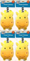 4 New Gentle Steps Plush Giraffe Travel Baby Rattles With Elastic Tiev& Velcro Strap. 7.5" Long Each, Ages 0+