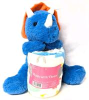 New 13" Tall Super Soft Triceratops Plushie With Throw Blanket (35" &times; 50")