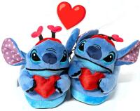 New Size 9/10 Kid's Disney's LILO & STITCH Plush Valentine's Character Slippers