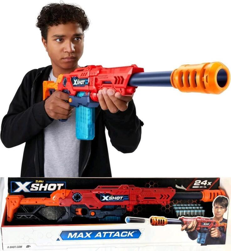 New Zuru X-SHOT Extra Large (30" Long) Max Attack Dart Gun With 30 Foam Darts