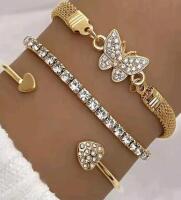 3 New Women's Bracelets Butterfly, Heart