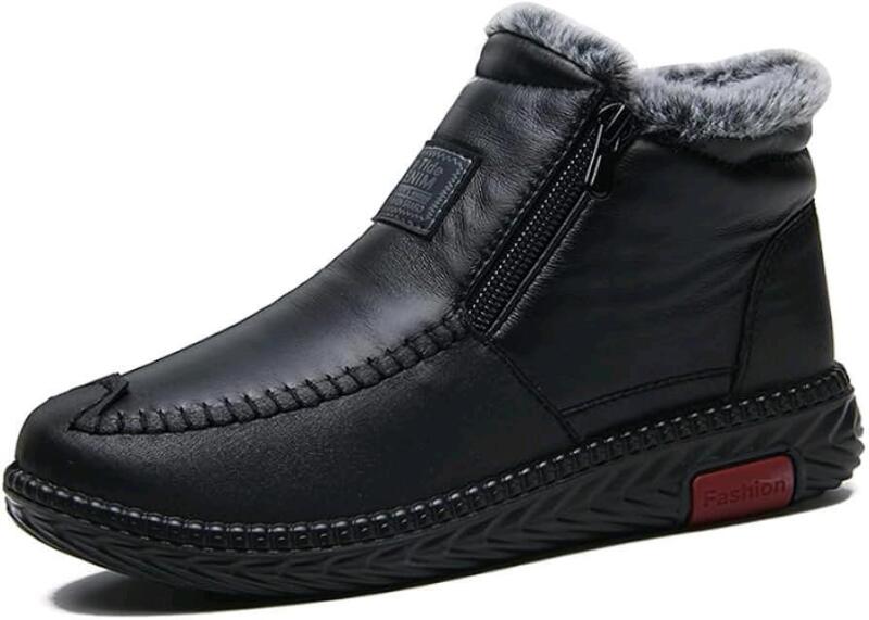 New Size 41 Women's Faux Fur Lined Winter Warm Snow Boots Womens Winter Waterproof Leather Side Zipper Outdoor Ankle Boots