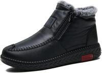 New Size 41 Women's Faux Fur Lined Winter Warm Snow Boots Womens Winter Waterproof Leather Side Zipper Outdoor Ankle Boots