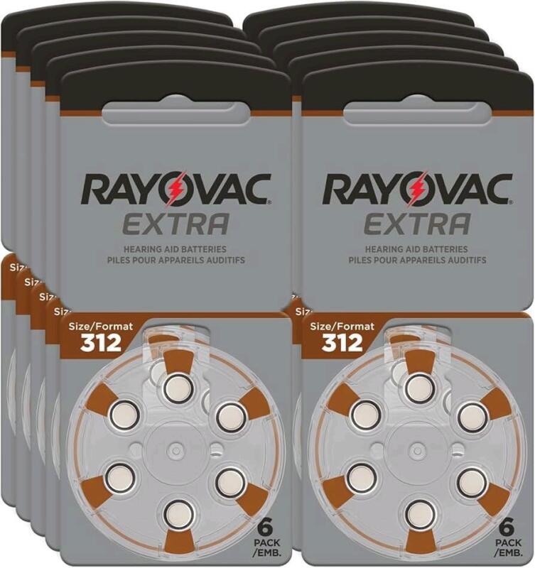 60 New Size 312 RAYOVAC Extra Advanced Hearing Aid Batteries, Model 312Z-6XECA (10&times; 6 Blister Packs) - EXP 2028-09-21