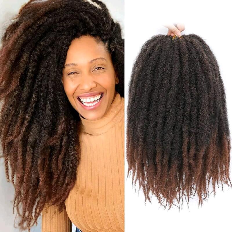 New Fulcrum Marley Hair 16 Inch, 6 Packs Marley Twist Braiding Hair, Afro Kinky Marley Twist Crochet Hair For Black Women (16Inch (Pack of 6), T30#)