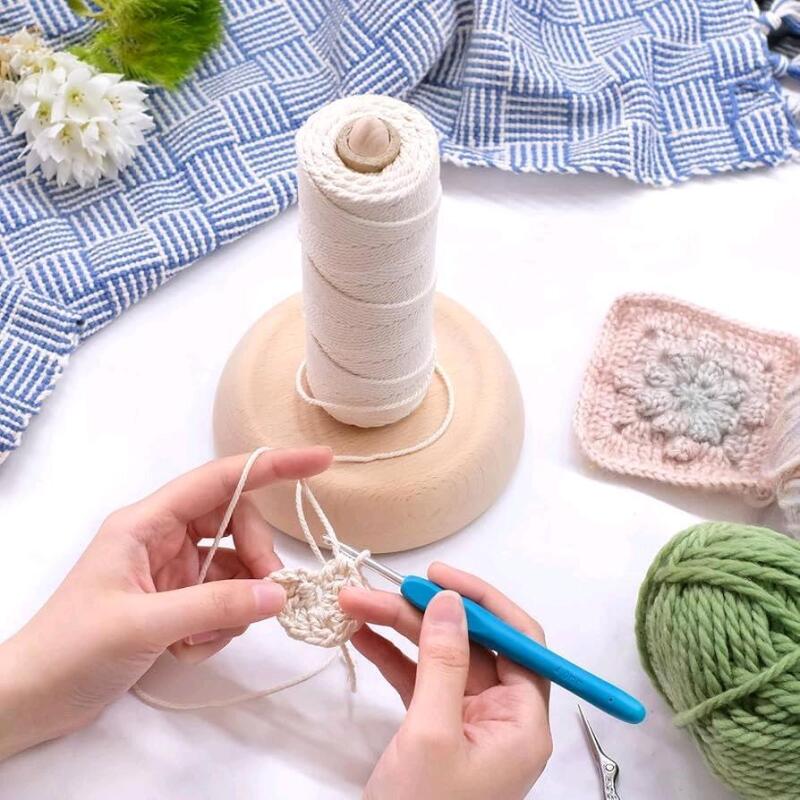 New Beech Wood Yarn Ball Holder With Rotating Base. 5" Diameter Base &times; 7.2" Tall, For Knitting, Crocheting + More