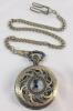 Antique Finish Quartz Pocket Watch w/Chain . Chain measures 14" long . Untested , Requires GL68 Watch Battery - 3