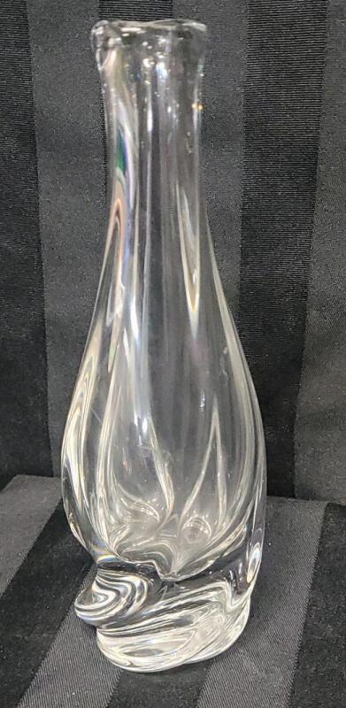 Vintage Saint Louis France Crystal Swiril Bud Vase , Signed on Bottom . Measures 7 &frac34;" tall . No chips or cracks