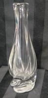 Vintage Saint Louis France Crystal Swiril Bud Vase , Signed on Bottom . Measures 7 &frac34;" tall . No chips or cracks