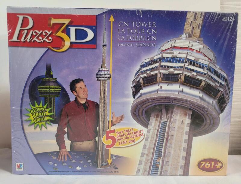 New , Sealed - PUZZ3D " CN Tower " 4D Puzzle . 761pcs , 5ft. Tall when assembled & Glows in the Dark