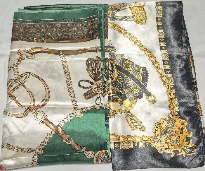 2 New Equestrian Theme Fancy Scarves 36 by 36"