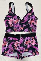 New Women&rsquo;s Large Two-Piece Floral Swim Set &ndash; Longline Top & Boyshort Bottoms